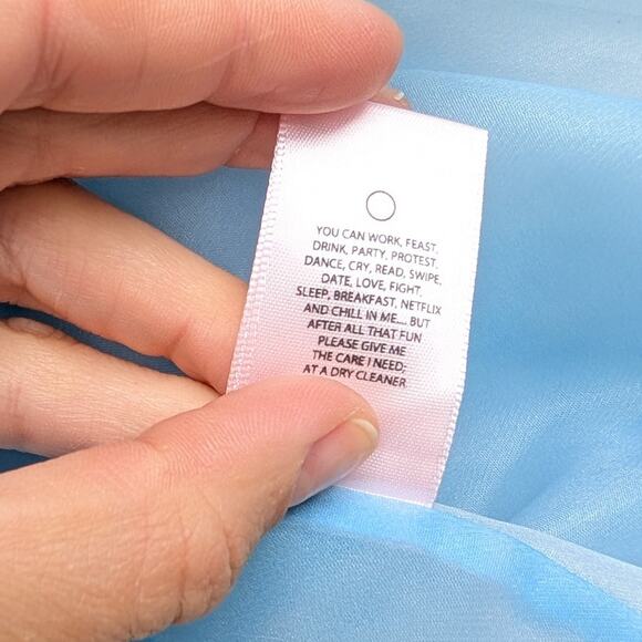 Selkie Blue Organza Head in the Clouds French Puff Short Dress, size L - Picture 7 of 9